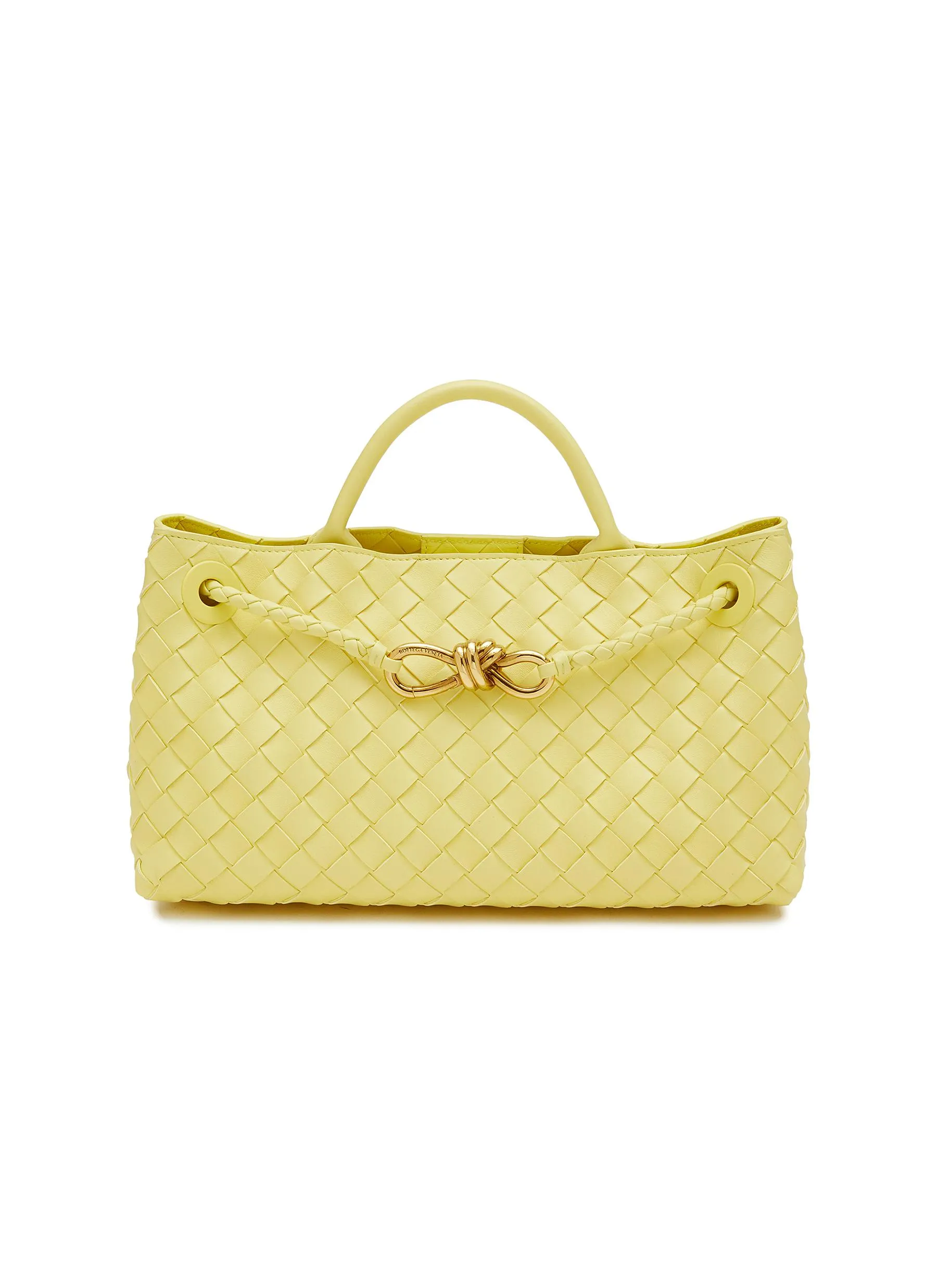 -----------BOTTEGA VENETA ---- ------------YELLOW ----Small Andiamo Intrecciato Leather Bag --