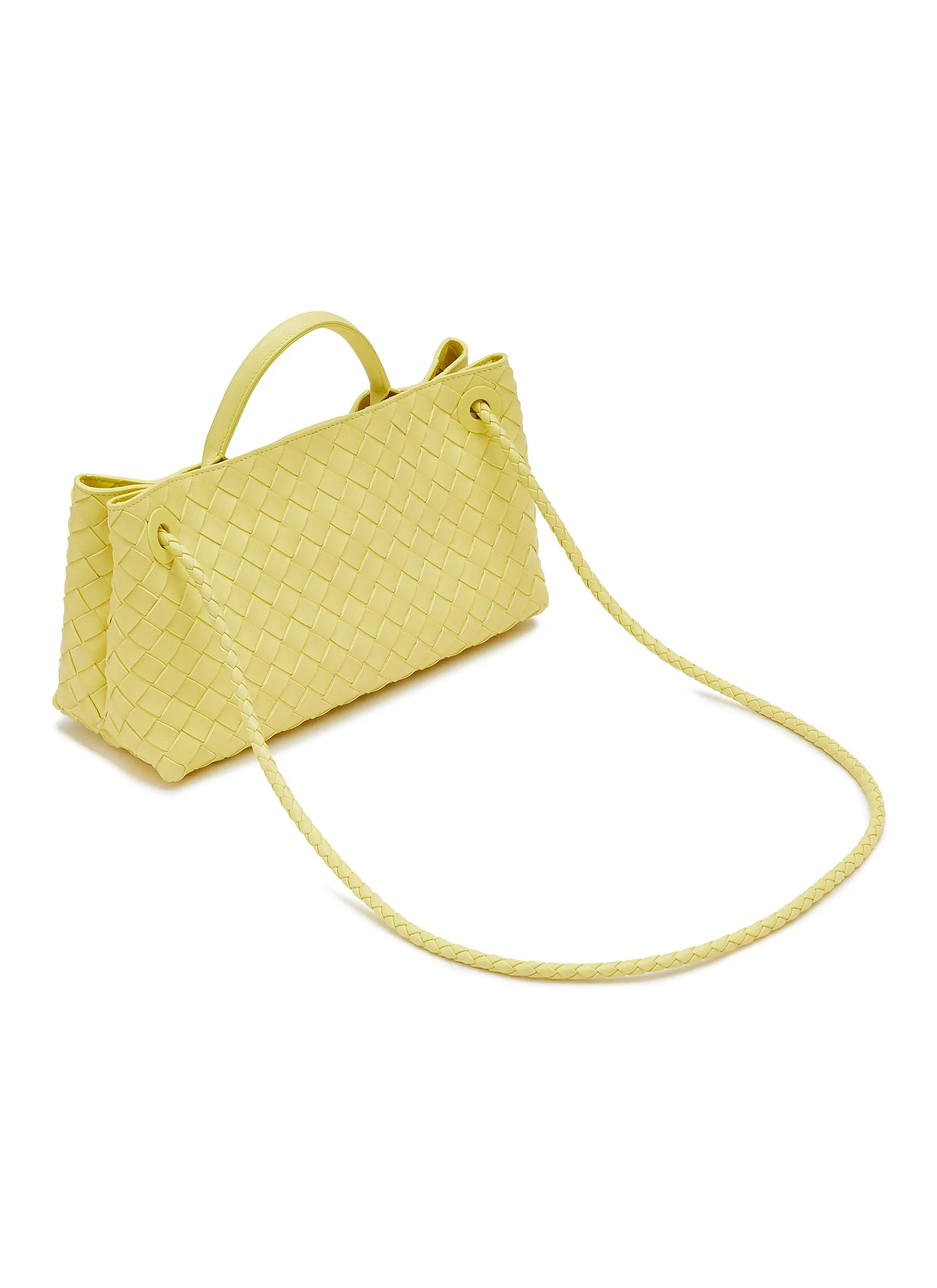 -----------BOTTEGA VENETA ---- ------------YELLOW ----Small Andiamo Intrecciato Leather Bag --