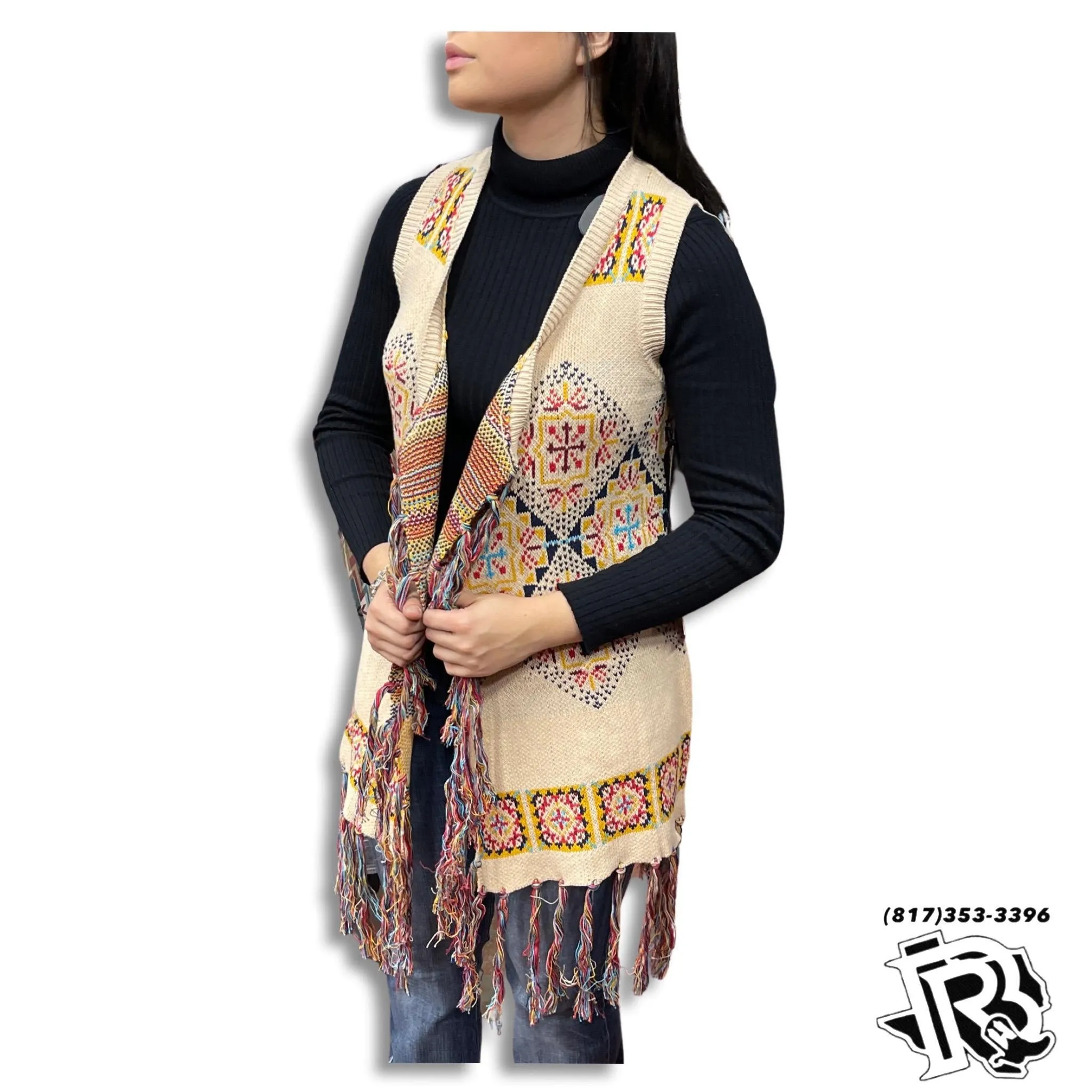 “ Elise “ | WOMEN VEST SOUTHERN WESTERN  VINTAGE DESIGN CREAM PRWO38RZXA