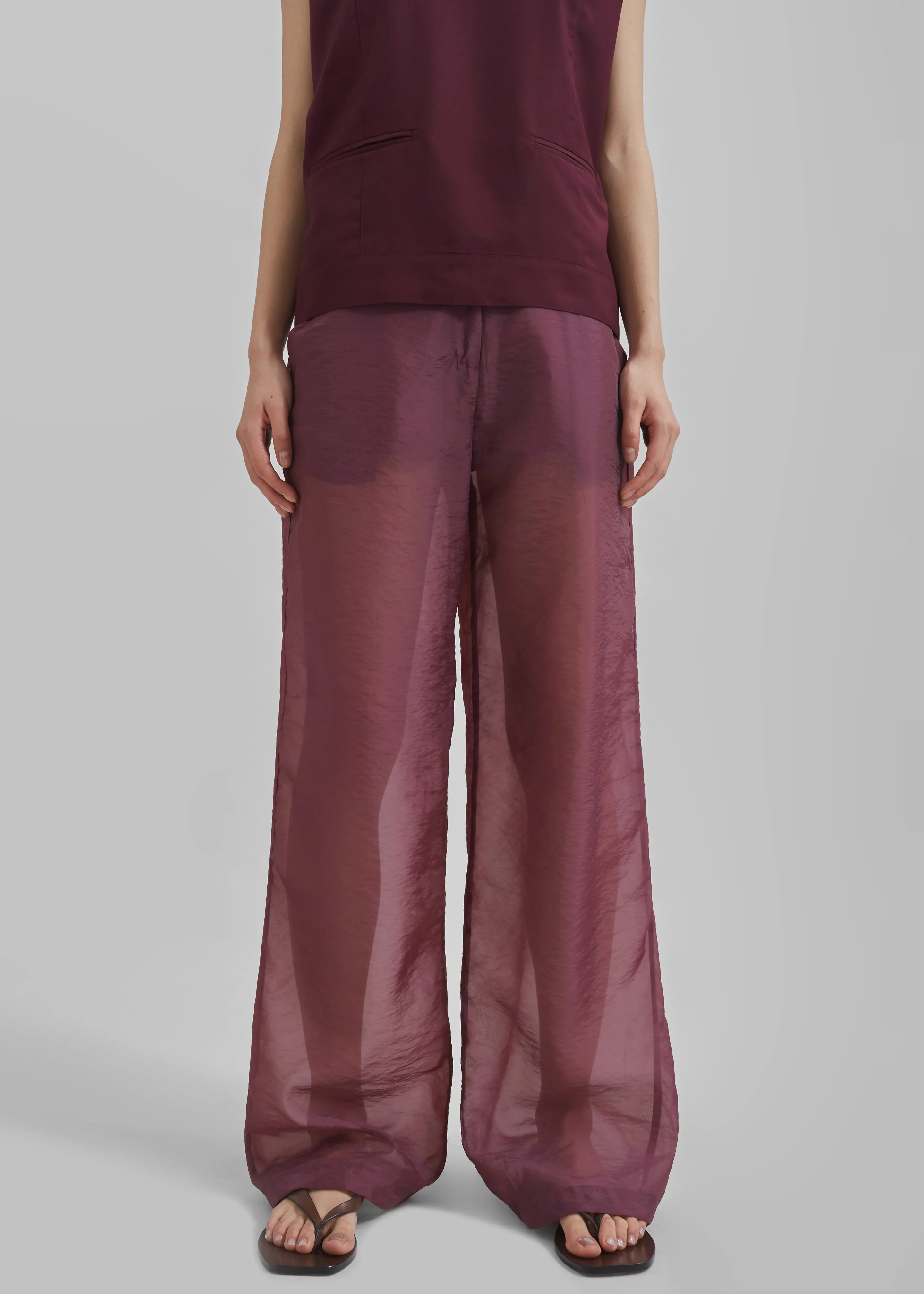 Abra Sheer Trousers - Burgundy