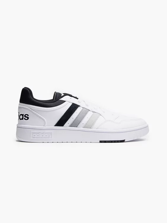 adidas  Mens Adidas White/Grey/Black Hoops 3.0 Trainers