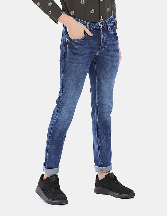 Aeropostale Men Blue Mid Rise Stone Washed Jeans