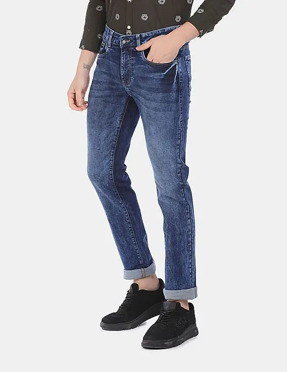 Aeropostale Men Blue Mid Rise Stone Washed Jeans