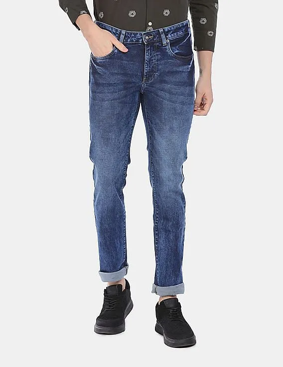 Aeropostale Men Blue Mid Rise Stone Washed Jeans