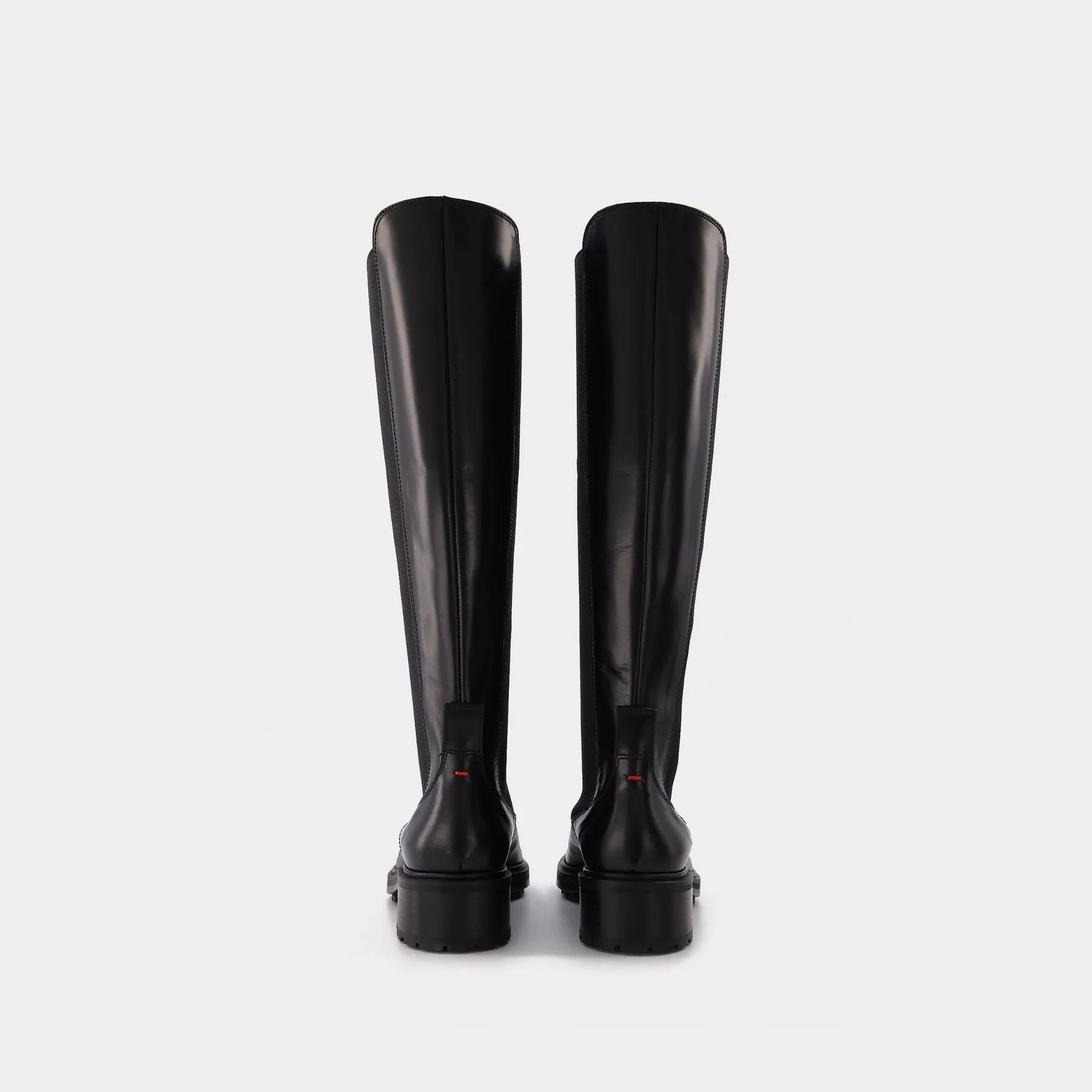 Aeyde  Blanca 40Mm Round Toe Tread in black leatherKnee High Boot