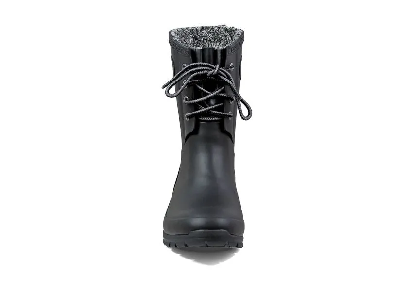 Amanda Plush Lace-Up Black Women's Insulated Rain Boot