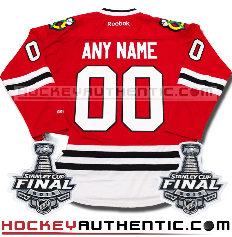 ANY NAME AND NUMBER CHICAGO BLACKHAWKS 2015 STANLEY CUP FINALS PREMIER REEBOK NHL JERSEY