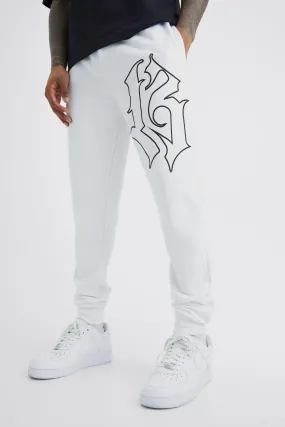 ArrDee Skinny Fit Gothic 13 Print Joggers | boohooMAN UK