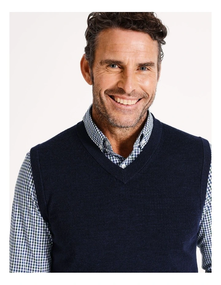 Australian Merino Vest Knit in Navy