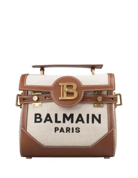 BALMAIN Beige B-Buzz 23 Bag In Canvas And Leather