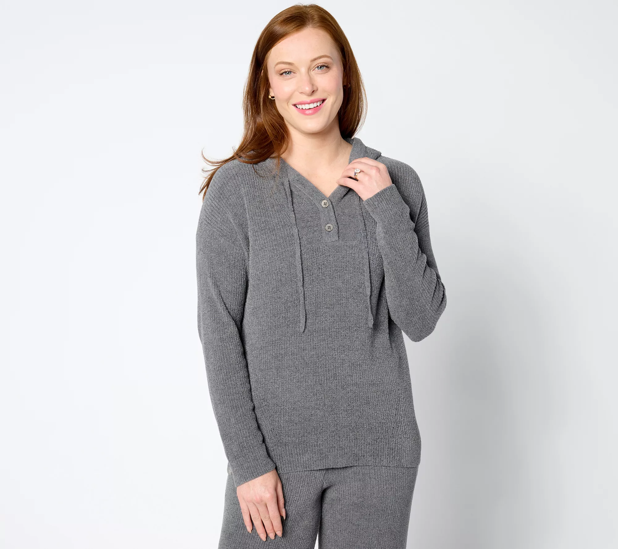 Barefoot Dreams CozyChic Ultra Lite Ribbed Henley Hoodie