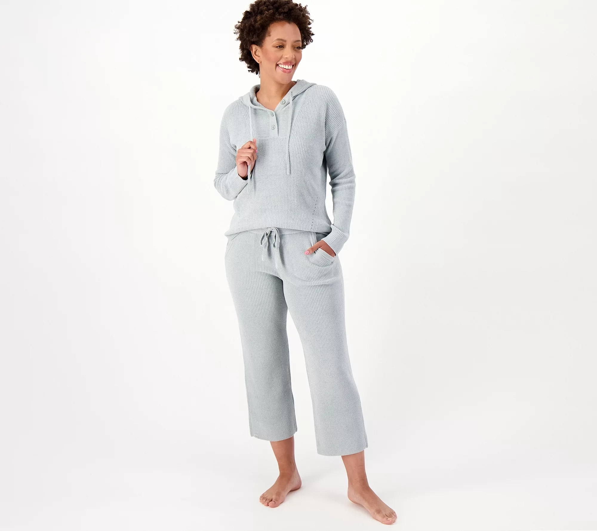 Barefoot Dreams CozyChic Ultra Lite Ribbed Henley Hoodie