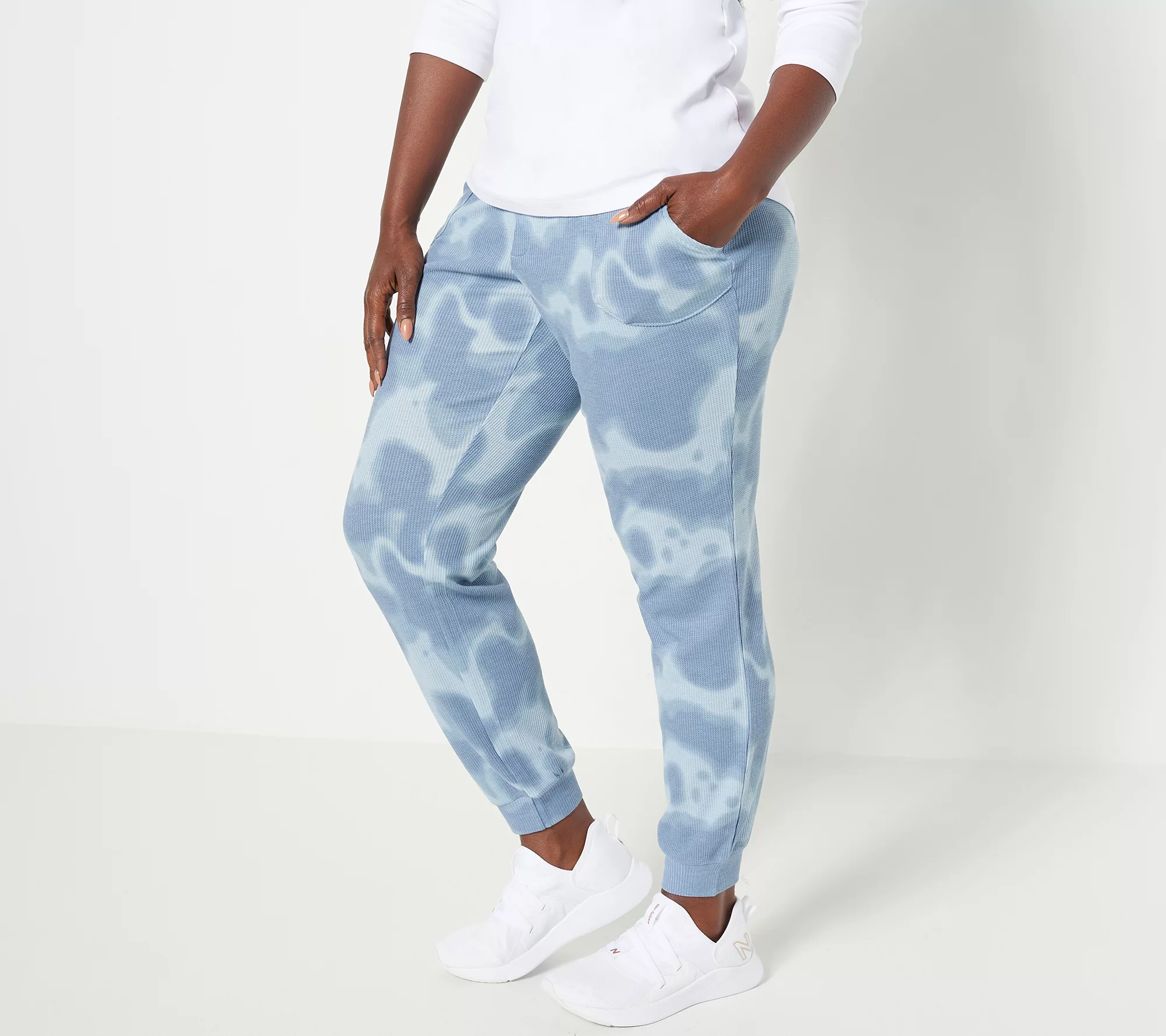 Belle by Kim Gravel Petite Tie Dye Silky Waffle Joggers