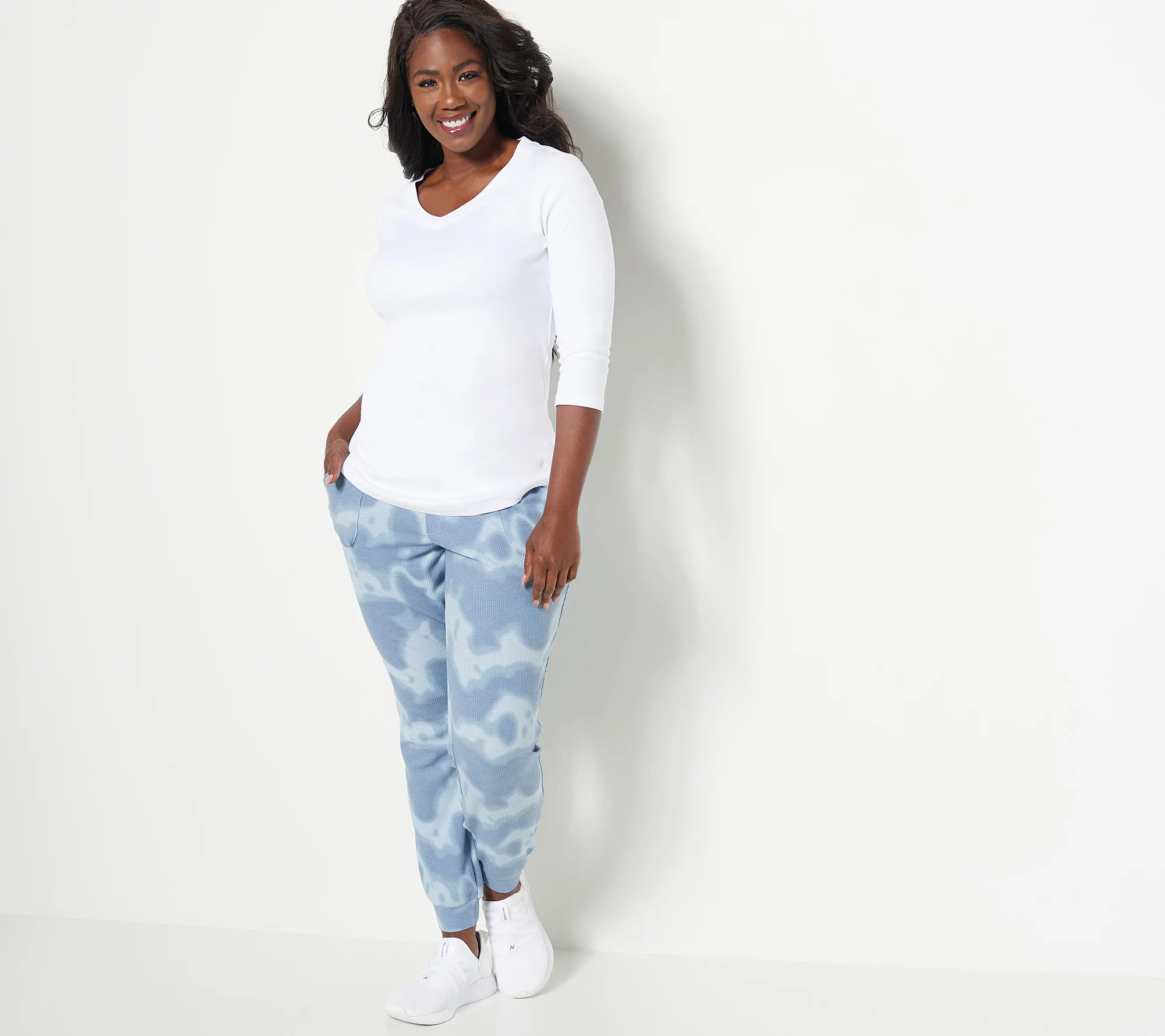 Belle by Kim Gravel Petite Tie Dye Silky Waffle Joggers