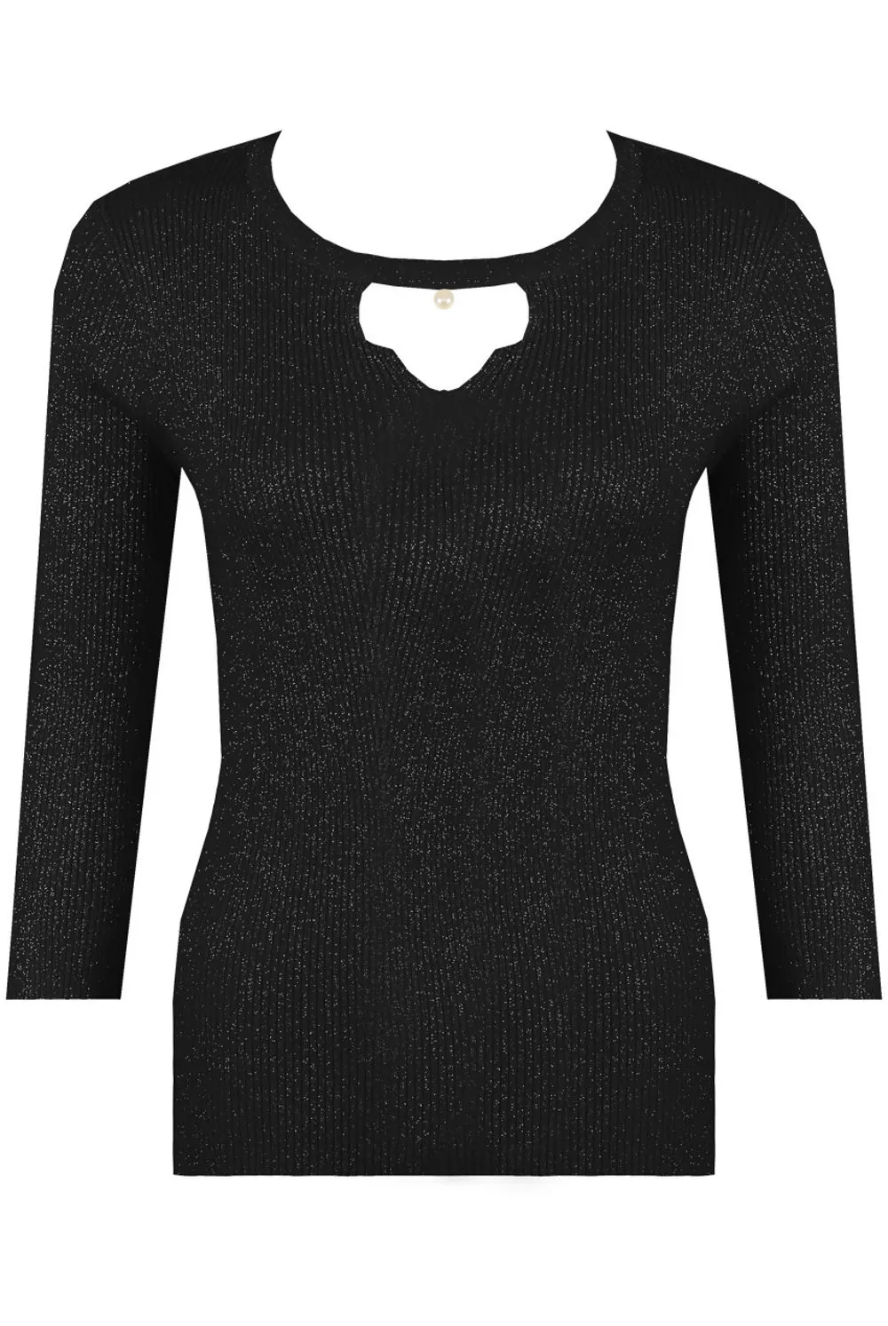 Black Faux Pearl Trim Lurex Jumper