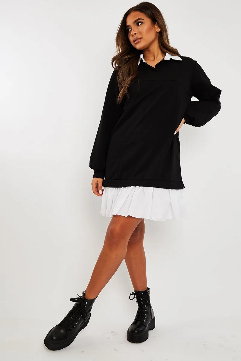 Black Oversized Jumper Shirt Dress - Islah