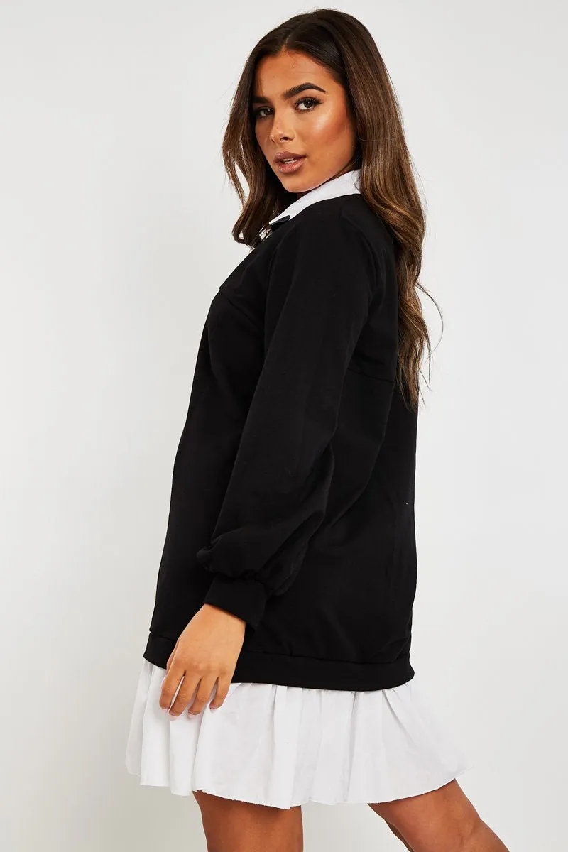 Black Oversized Jumper Shirt Dress - Islah