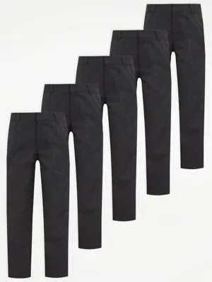 Black Regular Leg Boys School Trousers 5 Pack | School | George at ASDA