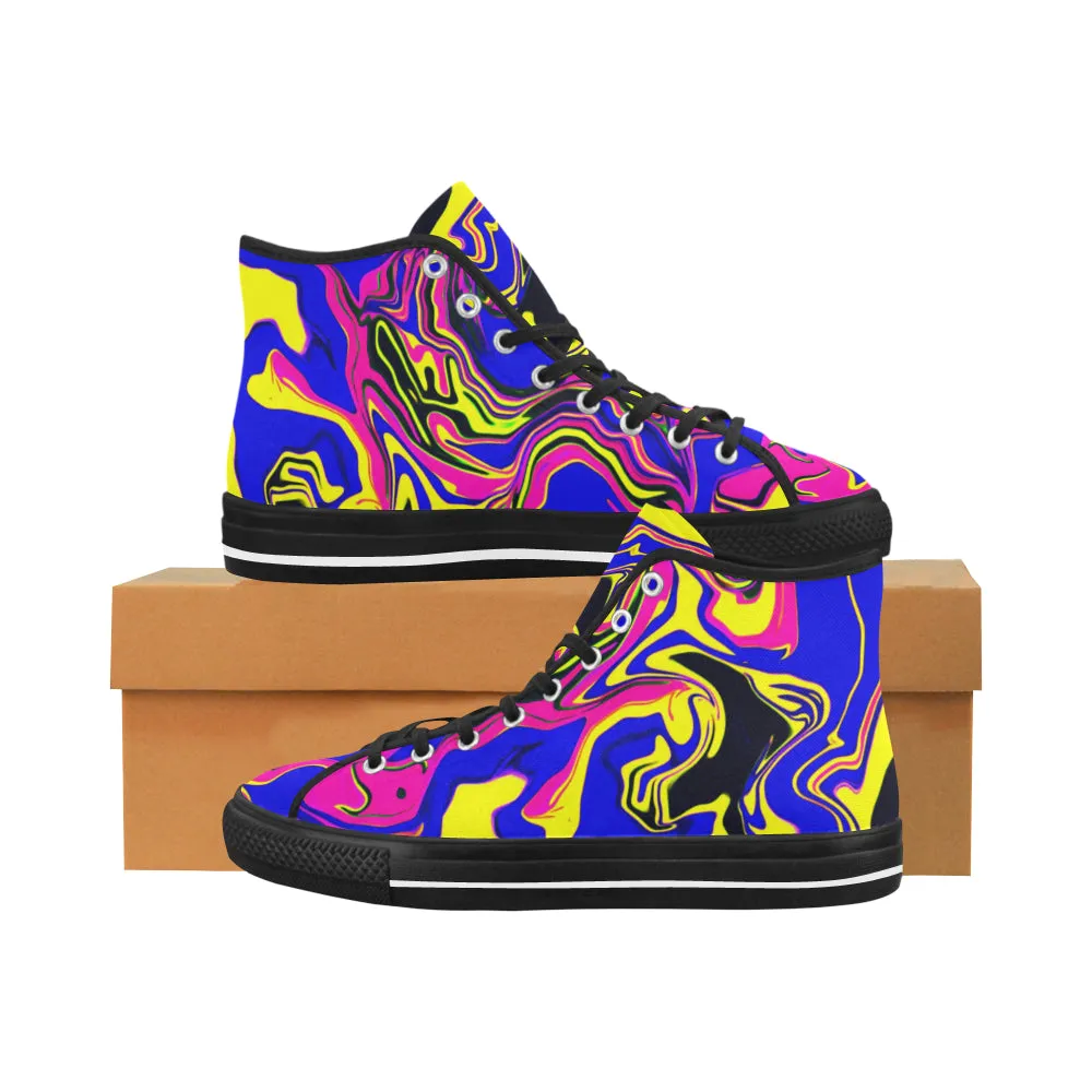 Blue Oil Spill Psychedelic Hi-Top Men's Sneakers