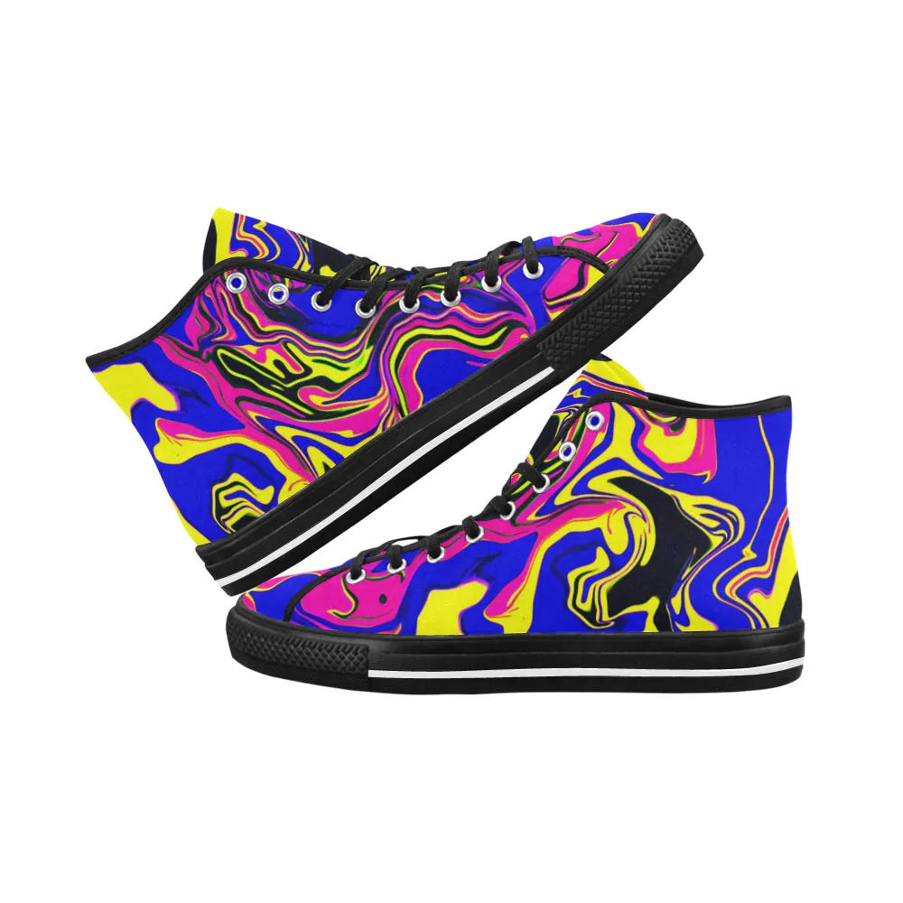 Blue Oil Spill Psychedelic Hi-Top Men's Sneakers