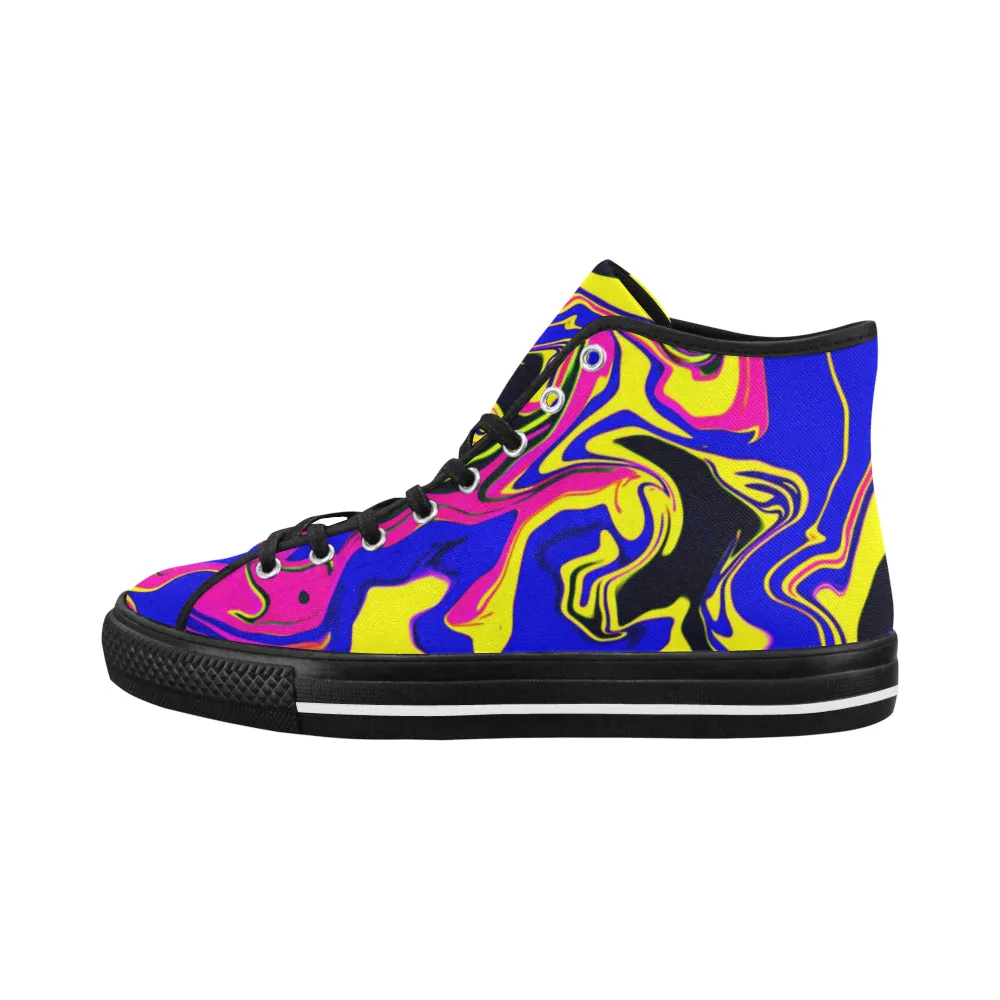 Blue Oil Spill Psychedelic Hi-Top Men's Sneakers