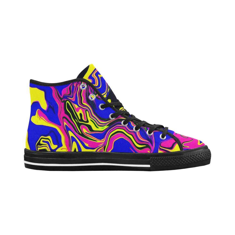 Blue Oil Spill Psychedelic Hi-Top Men's Sneakers