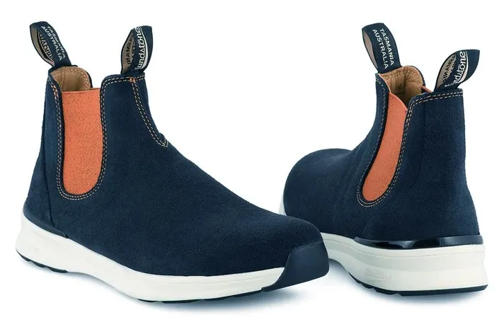 Blundstone 2147 - Navy Suede Active Boot with Burnt Orange Elastic