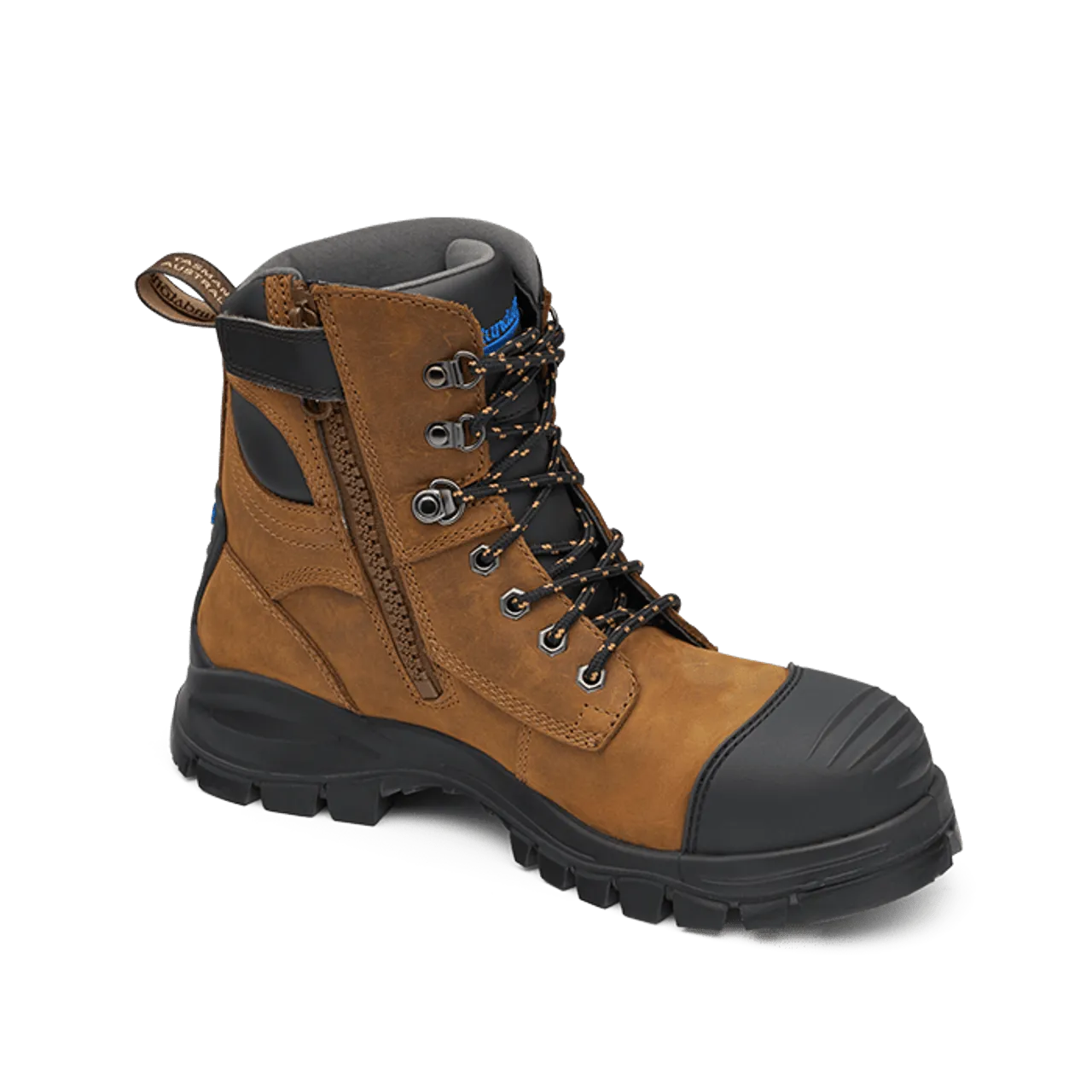 Blundstone 983 Lace Up Zip Sided Steel Cap Safety Boot in Crazy Horse Leather