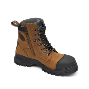 Blundstone 983 Lace Up Zip Sided Steel Cap Safety Boot in Crazy Horse Leather