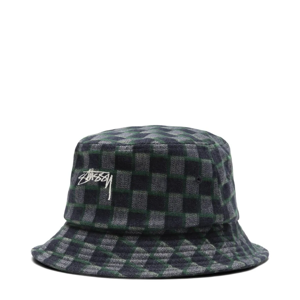 BRENT CHECK WOOL BUCKET HAT Green