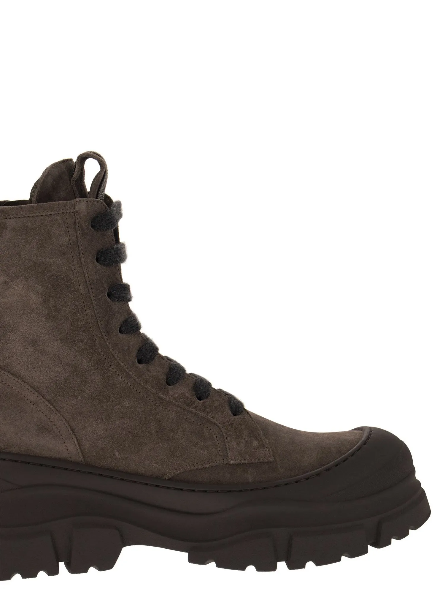 Brunello Cucinelli    Brunello Cucinelli Suede And Calfskin Boot With Precious Tongue