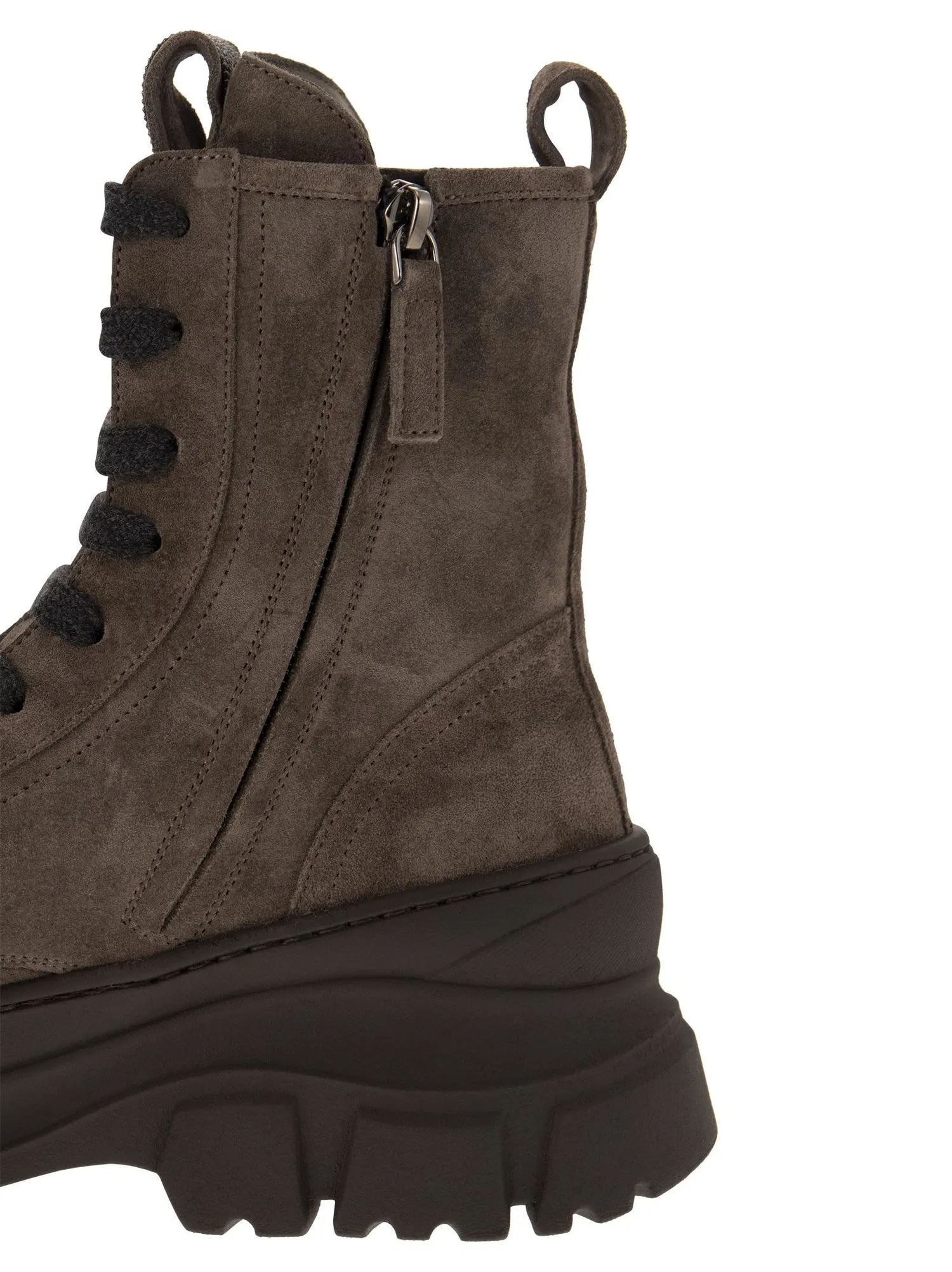 Brunello Cucinelli    Brunello Cucinelli Suede And Calfskin Boot With Precious Tongue