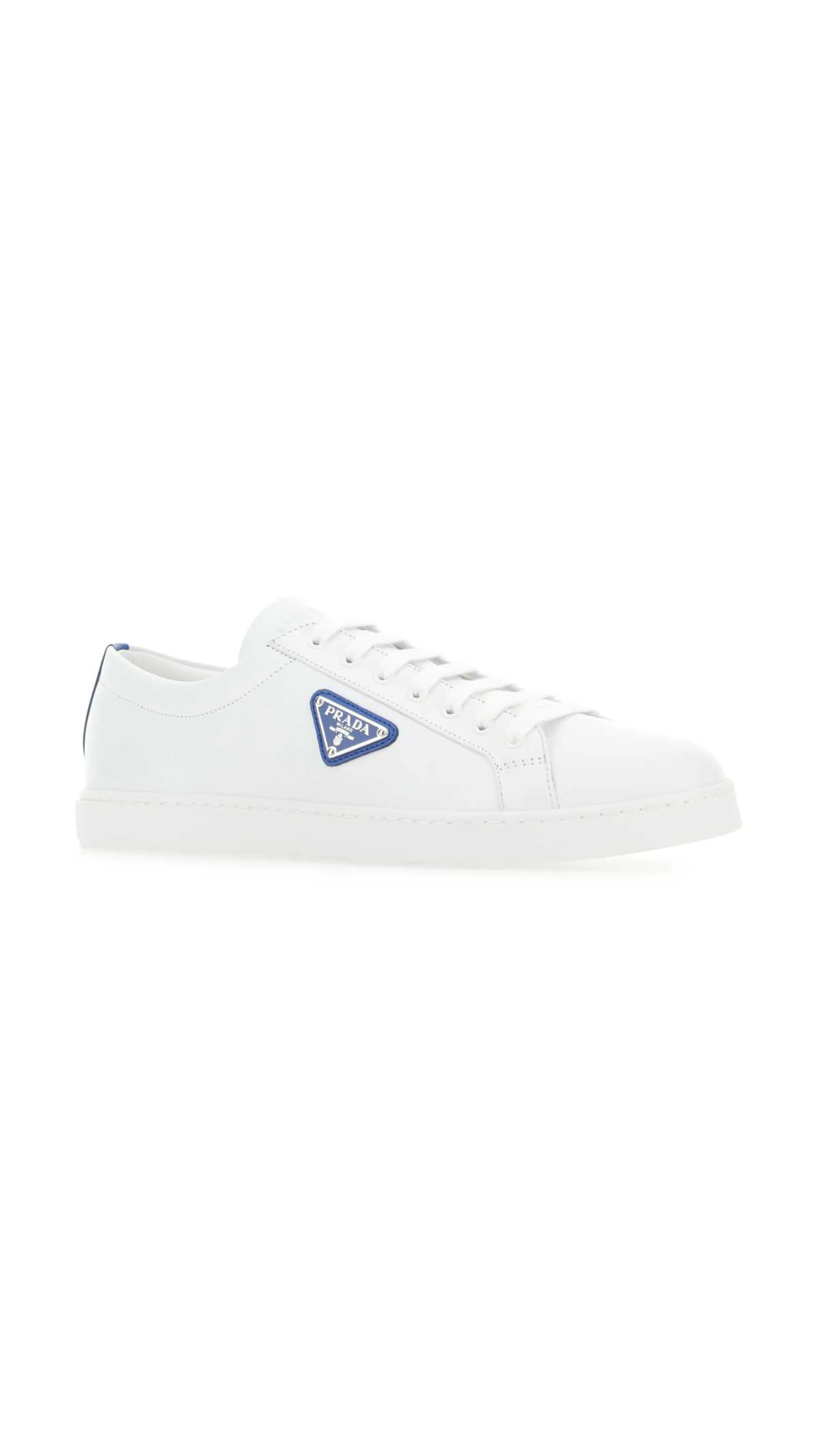 Brushed Leather Sneakers - White/Blue