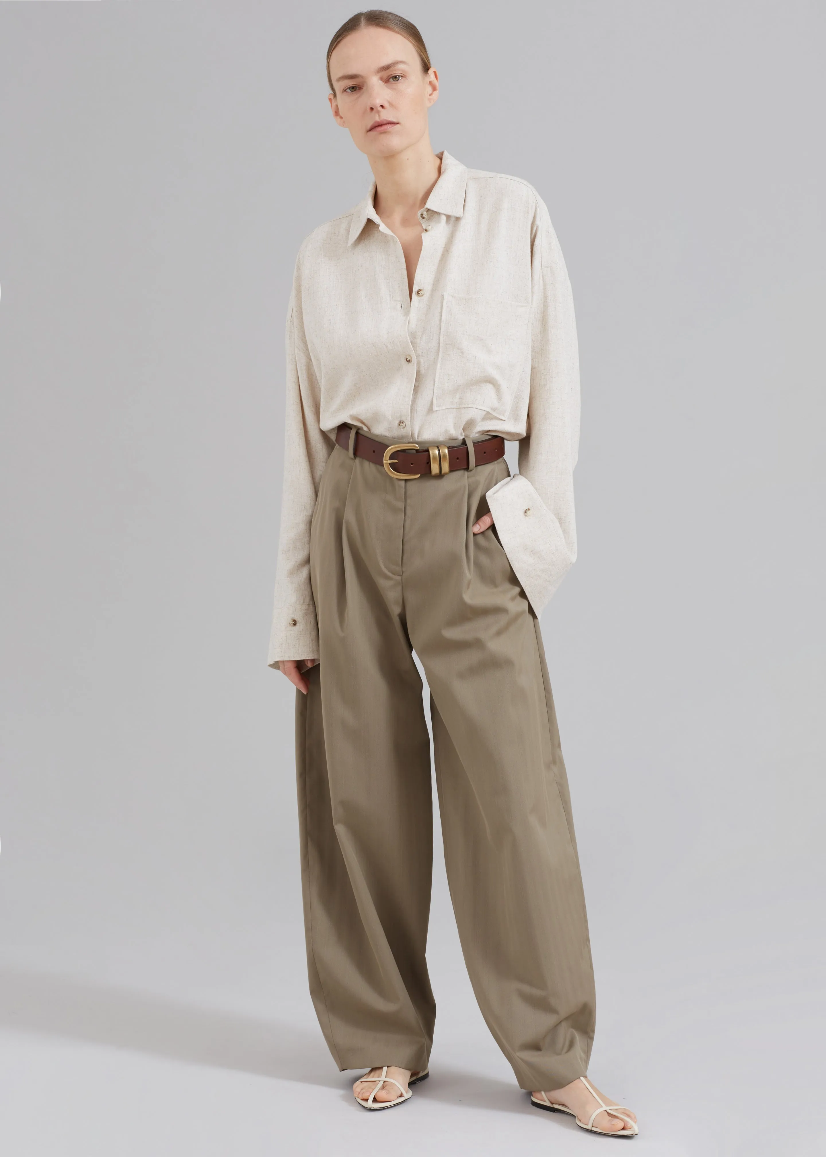 By Malene Birger Povilos High-Waisted Trousers - Fallen Rock