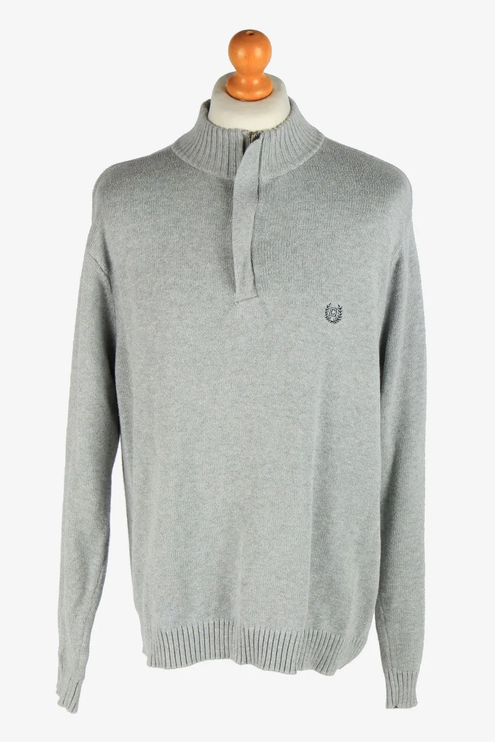 Chaps Zip Neck Jumper Pullover Grey XL - Pepper Tree London