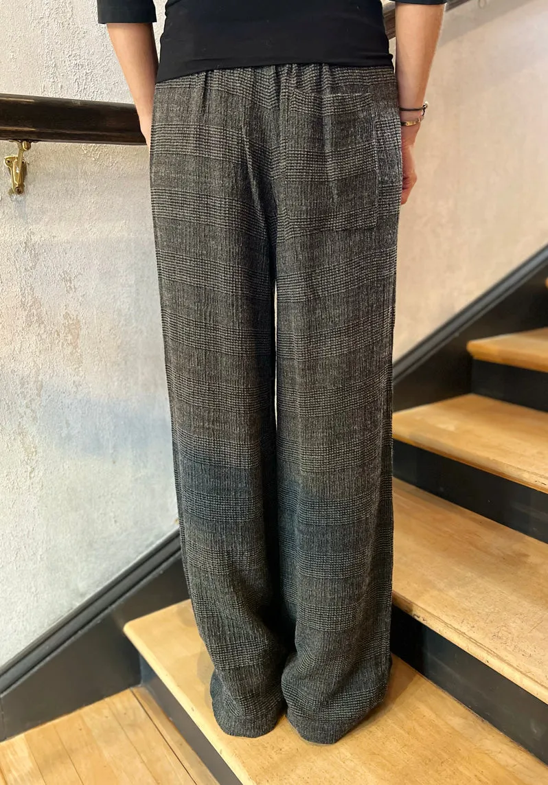 Checked Palazzo Trousers - Green