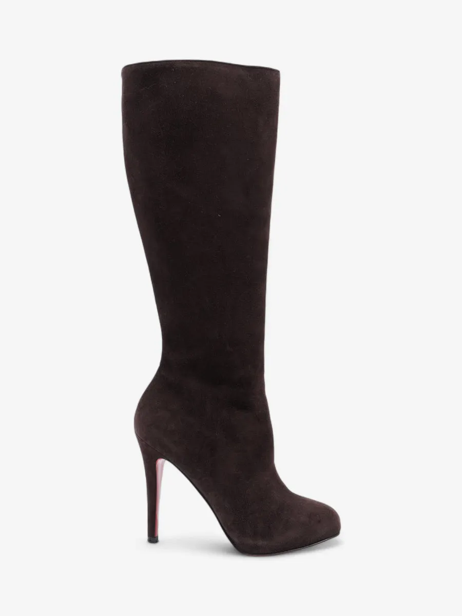 Christian Louboutin Rider Flat Calf Boot 110mm Cacao Suede EU 37.5 UK 4.5