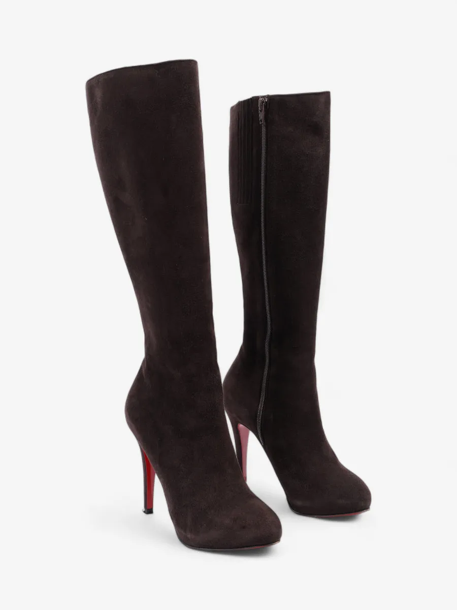 Christian Louboutin Rider Flat Calf Boot 110mm Cacao Suede EU 37.5 UK 4.5