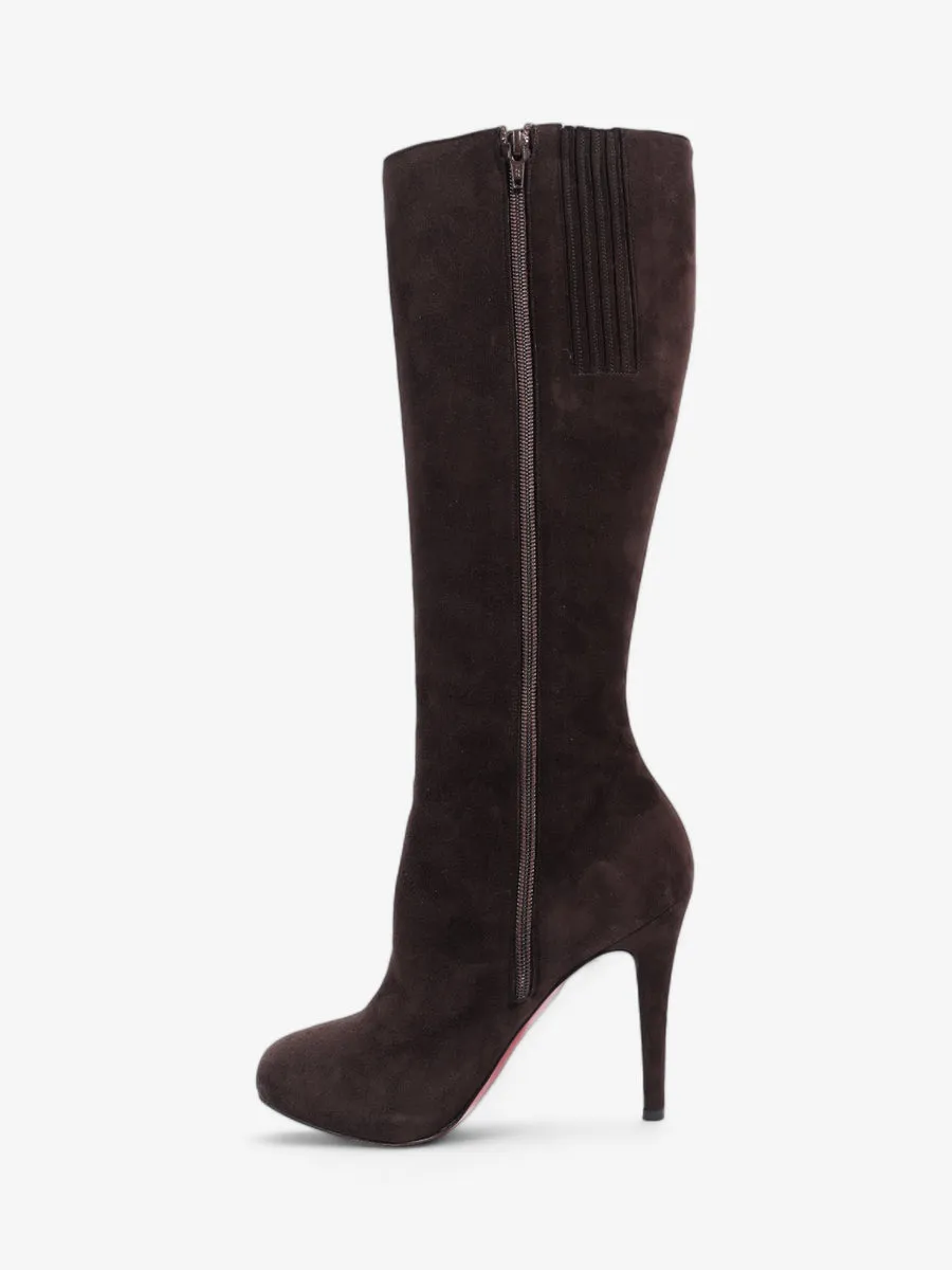 Christian Louboutin Rider Flat Calf Boot 110mm Cacao Suede EU 37.5 UK 4.5