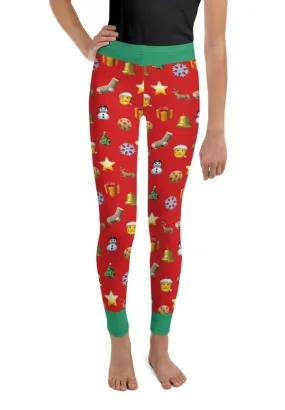 Christmas Emoji Youth Leggings