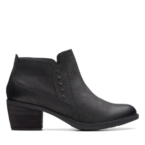 Clarks Womens Neva Lo Boot - Black Leather