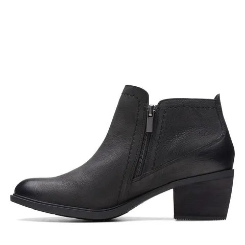 Clarks Womens Neva Lo Boot - Black Leather