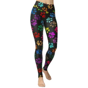 Colorful Paw Pattern Yoga Leggings