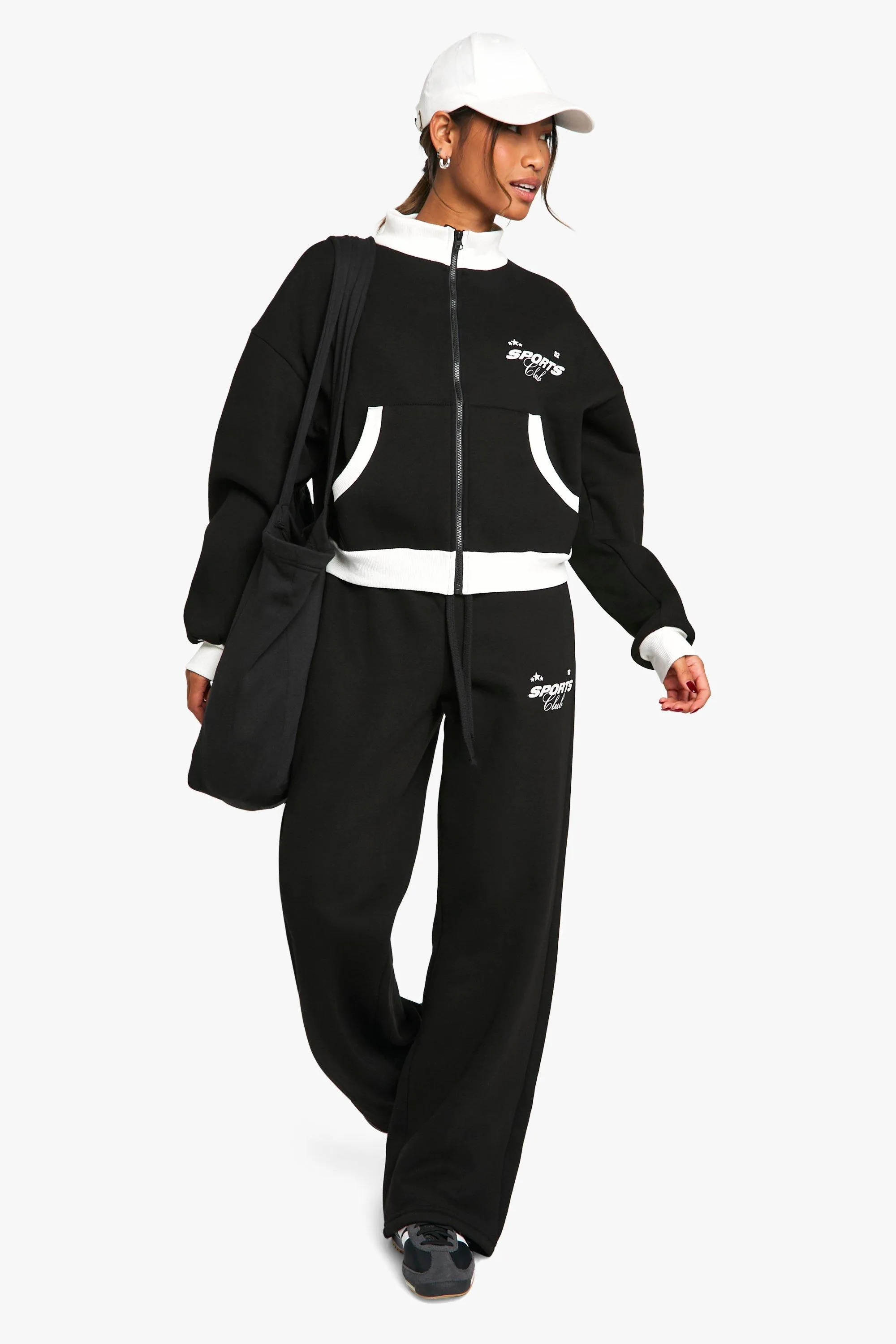 CONTRAST ZIP THROUGH SWEATSHIRT STRAIGHT LEG JOGGER TRACKSUIT