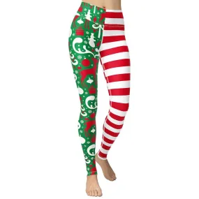 Cute Two Pattern Christmas Yoga Leggings