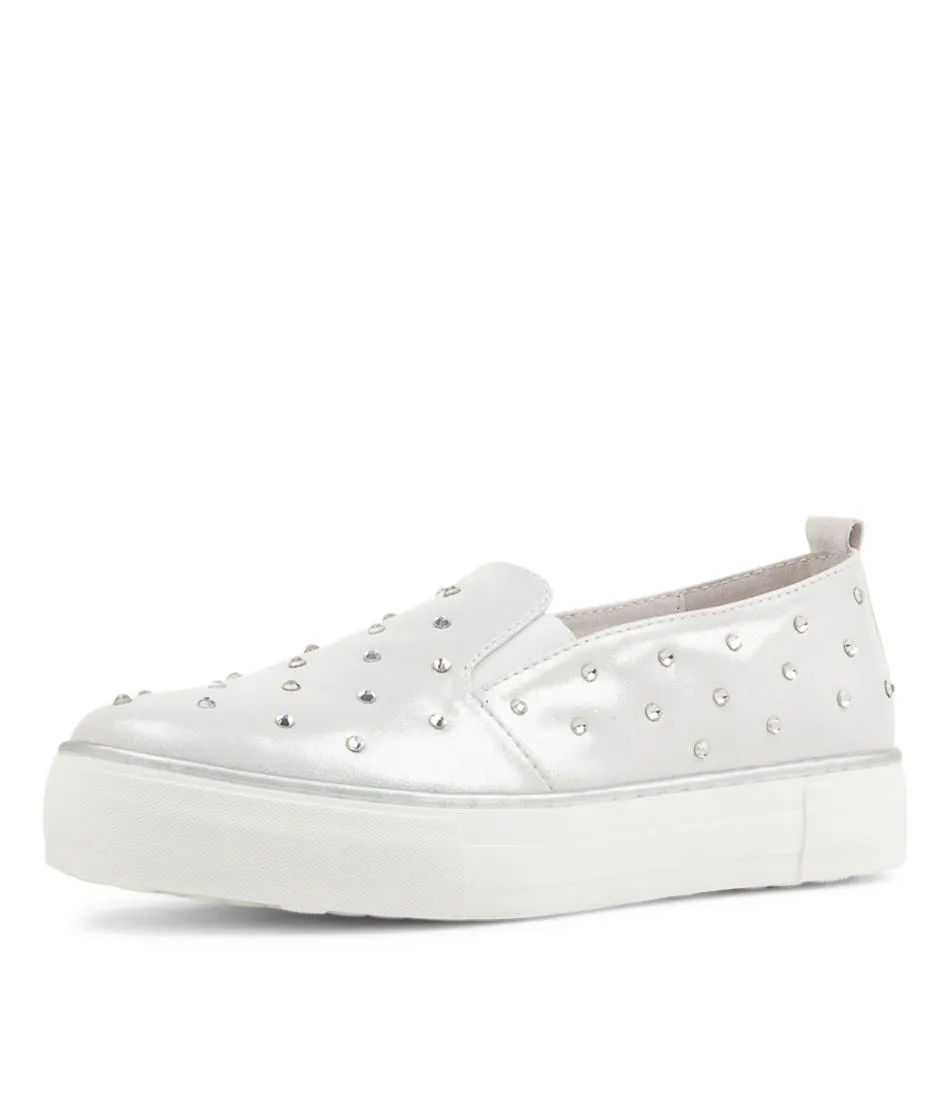 DJANGO & JULIETTE Fraiz White Shimmer Leather Sneakers