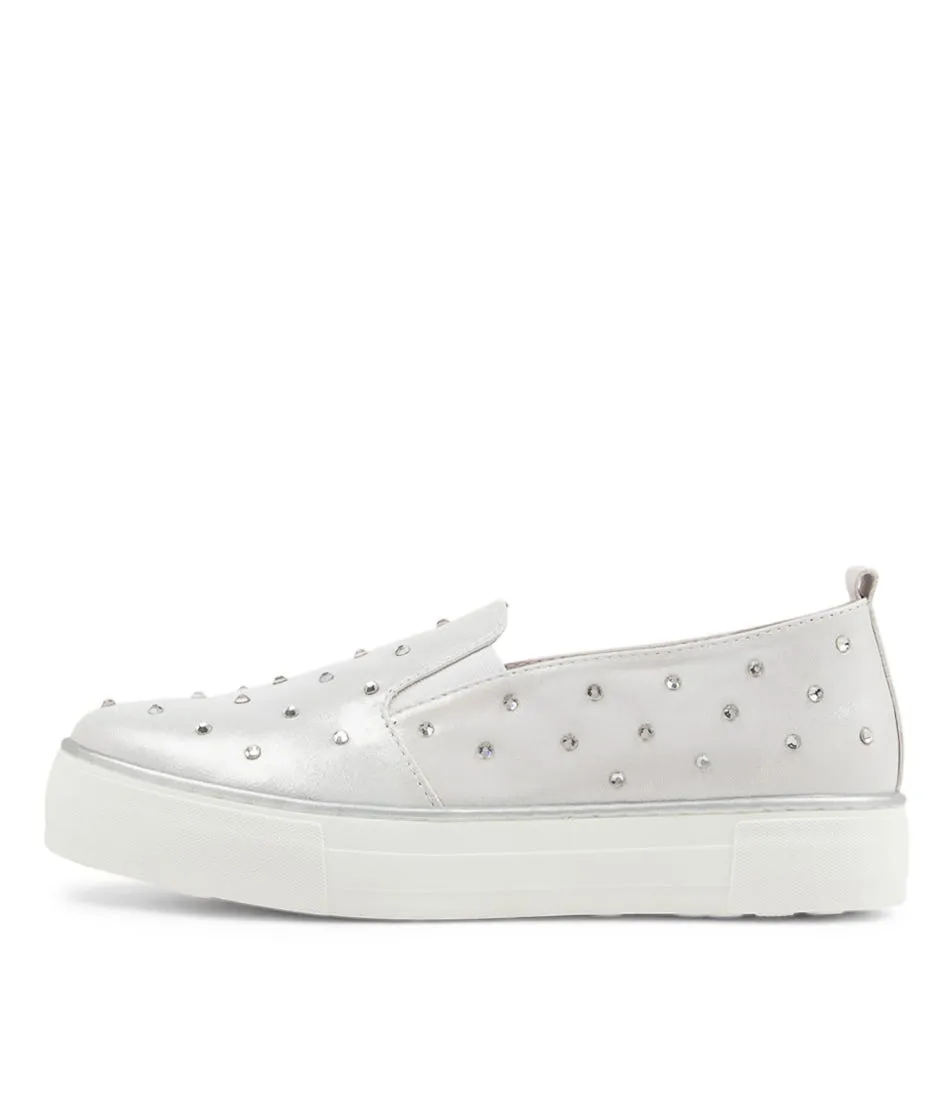 DJANGO & JULIETTE Fraiz White Shimmer Leather Sneakers