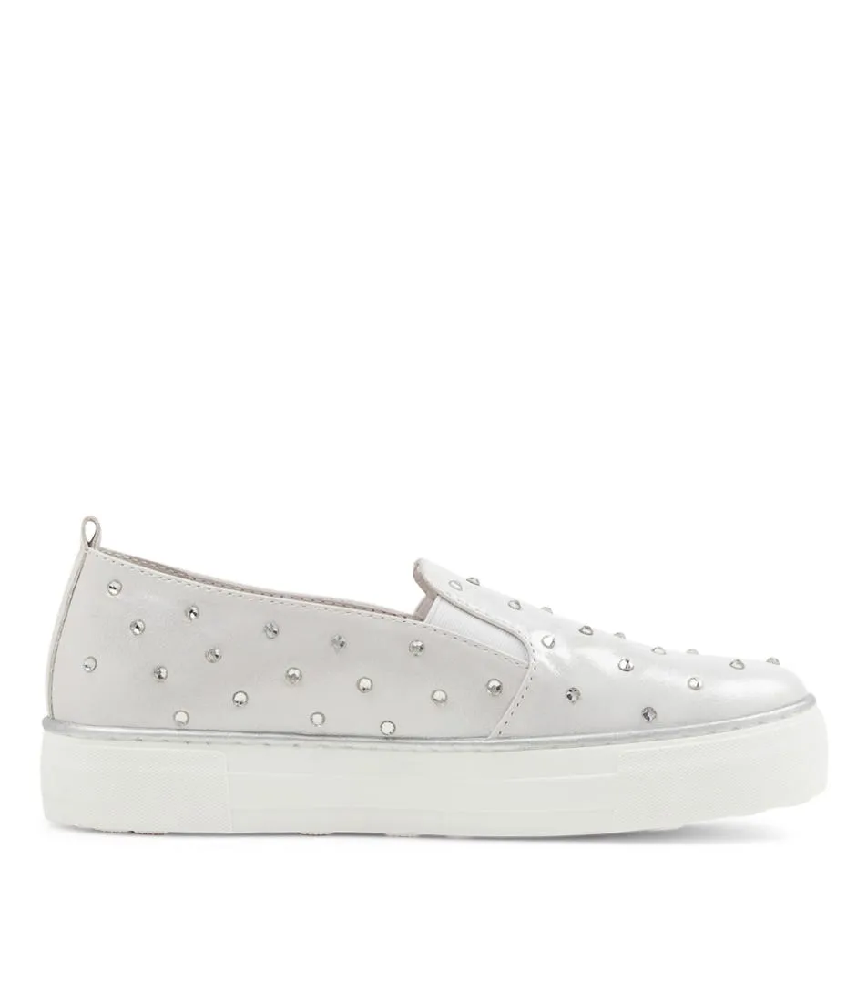 DJANGO & JULIETTE Fraiz White Shimmer Leather Sneakers