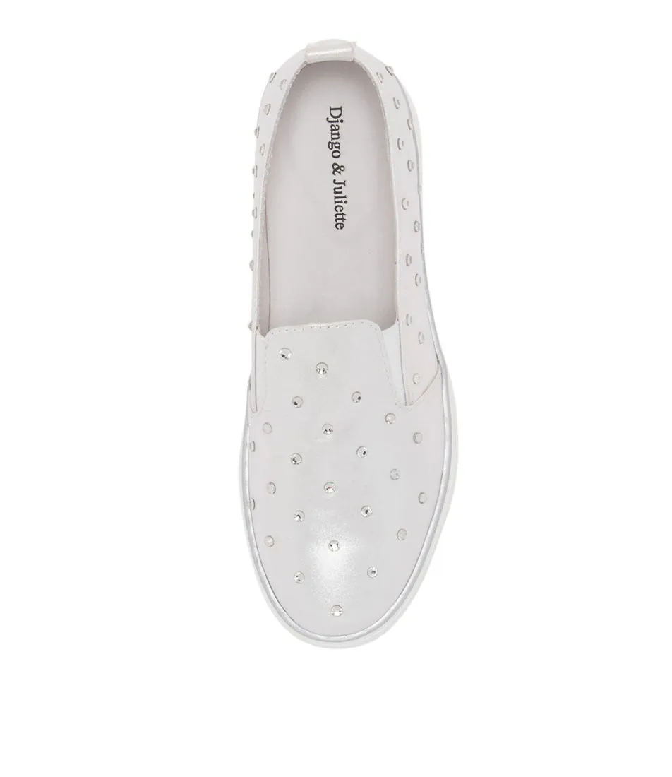 DJANGO & JULIETTE Fraiz White Shimmer Leather Sneakers