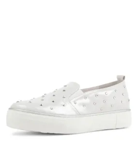 DJANGO & JULIETTE Fraiz White Shimmer Leather Sneakers